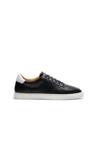 Magnanni 24425 Griffith Lo Black Calf-Skin Leather Casual Sneakers (MAGS1084)-AmbrogioShoes